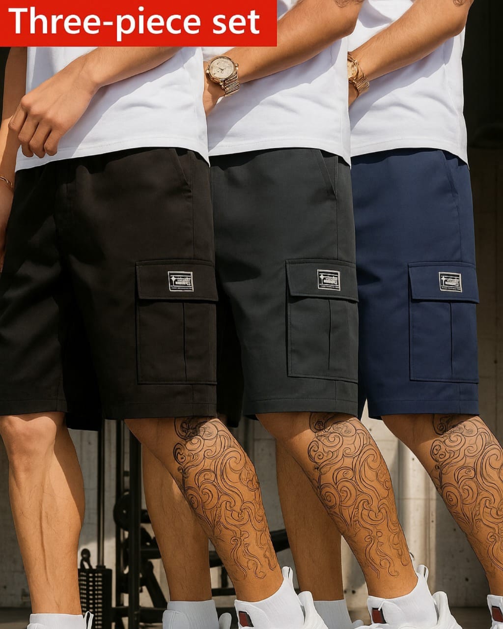 Men's Cargo Shorts – 3-Piece Set | Comfortable & Stylish