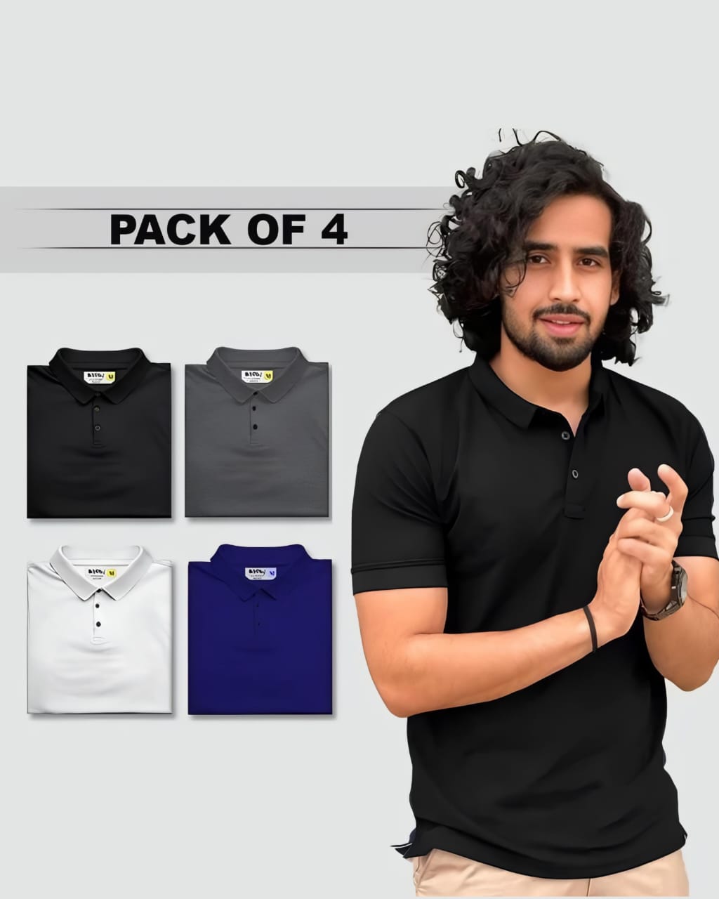 Men's Premium Polo T-Shirts – Pack of 4