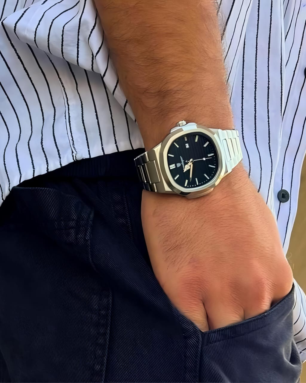 Poseidone Prestige Stainless Steel Automatic Watch – Midnight Black Dial